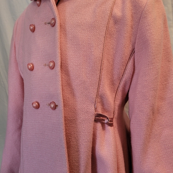 Vintage Double Breasted Pink Long Coat size 7 - Picture 2 of 8